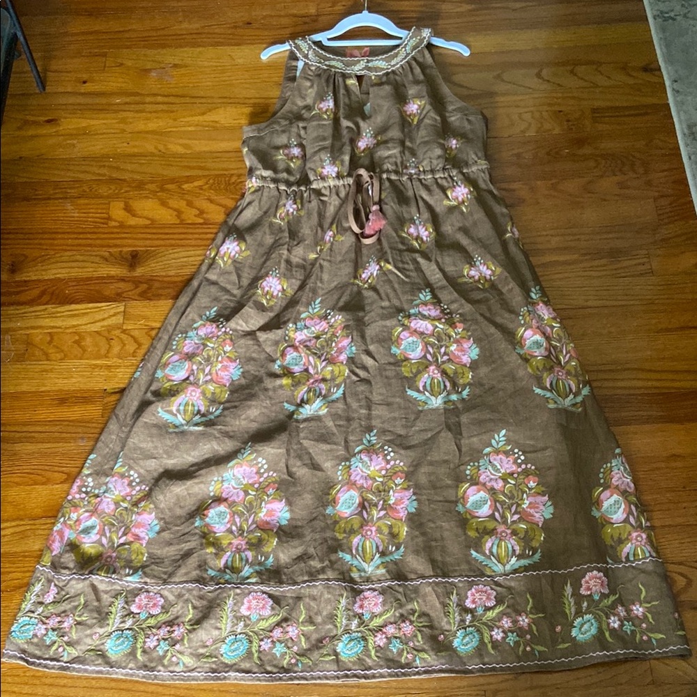 spartina 449 brown floral linen maxi dress